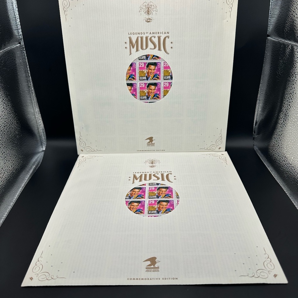 Elvis Presley 2 Complete Sheets of 40 29¢ Stamps 1992 Kept In Commemorative cove